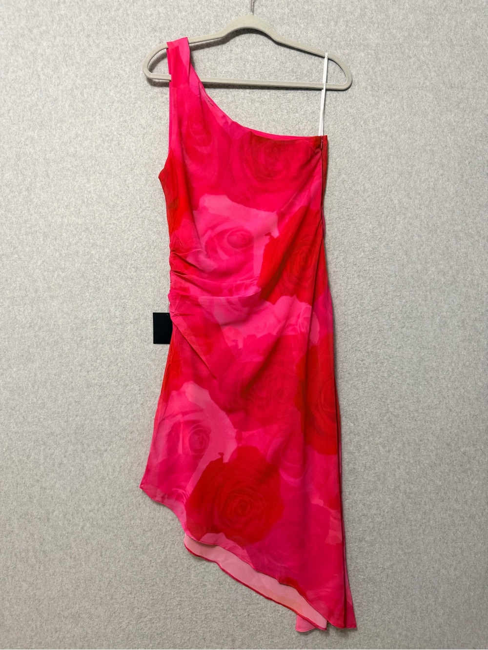 Lulus Pretty Serene Floral One Shoulder Asymmetrical Midi Dress NWT Medium Pink - Picture 7 of 10